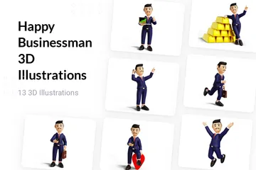 Happy Businessman 3D Illustration Pack