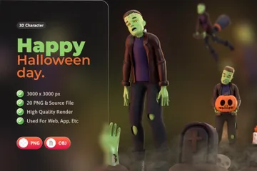 Happy Halloween Day 3D Illustration Pack