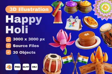 Happy Holi 3D Icon Pack