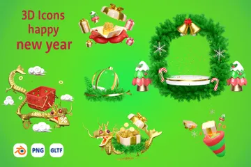Happy New Year 2024 3D Illustration Pack