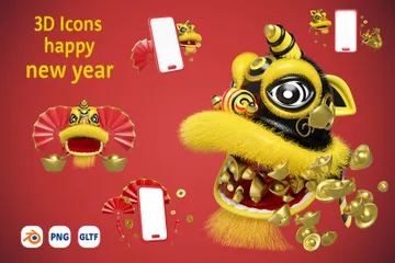 Happy New Year 2024 3D Illustration Pack