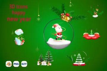 Happy New Year 2024 3D Illustration Pack