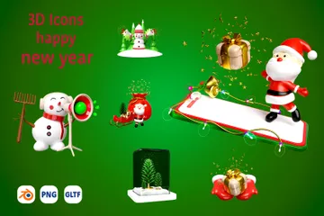 Happy New Year 2024 3D Illustration Pack