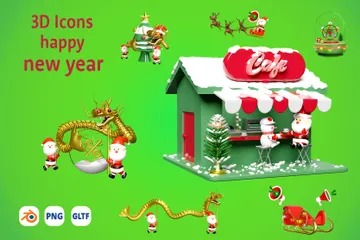 Happy New Year 2024 3D Illustration Pack