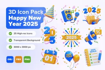 Happy New Year 3D Icon Pack