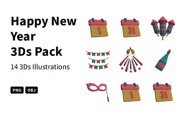 Happy New Year 3D Icon Pack