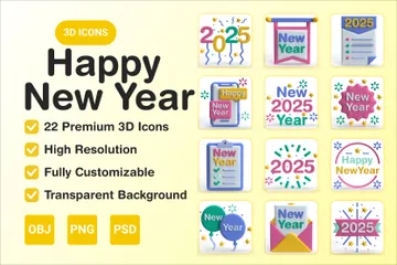 Happy New Year 3D Illustration Pack