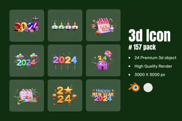 Happy New Years 3D Icon Pack