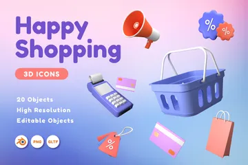 Happy Shopping 3D Icon Pack
