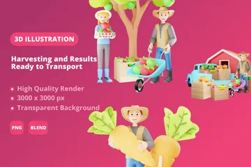 Harvesting And Results Ready To Transport 3D Illustration Pack