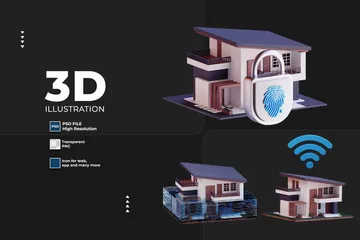 Startseite Architektur 3D Icon Pack