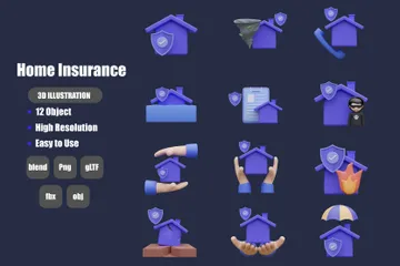 Hausratsversicherung 3D Icon Pack