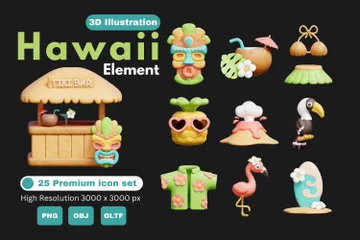 Havaí Pacote de Icon 3D