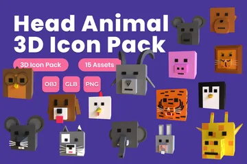 Head Animal 3D Icon Pack