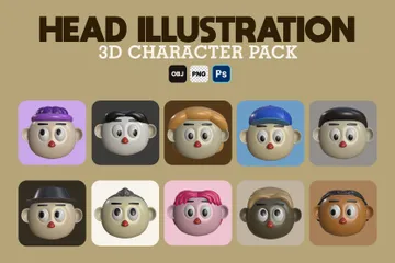 Head Character 3D Icon Pack