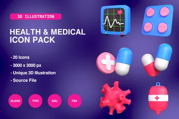 Health And Medical 3D Icon Pack