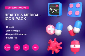 건강 및 의료 3D Icon 팩