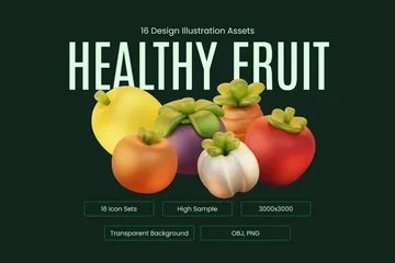 Health Fruit 3D Icon Pack