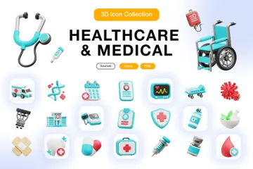 ヘルスケアと医療 3D Iconパック