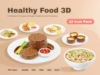 Healthy Food 3D Icon Pack