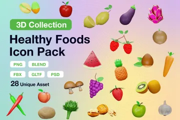 Healthy Foods 3D Icon Pack