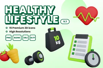 Healthy Lifestyle Vol 1 3D Icon Pack