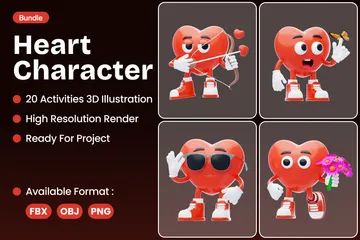 Heart Character 3D Illustration Pack