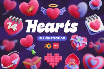 Hearts 3D Icon Pack