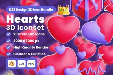 Hearts 3D Icon Pack