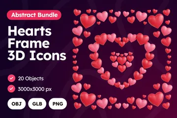 Hearts Frame Ornament 3D Icon Pack