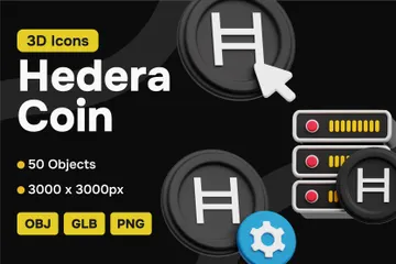 Hedera Crypto Coin 3D Icon Pack