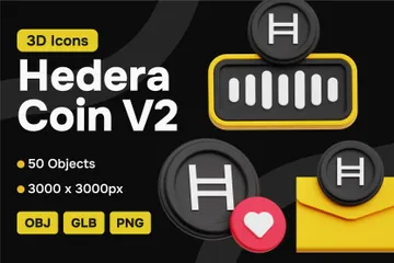 Hedera Crypto Coin V2 3D Icon Pack