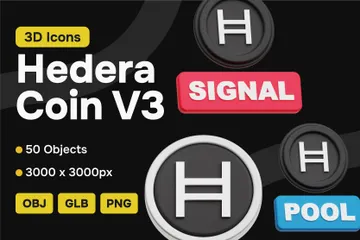 Hedera Crypto Coin V3 3D Icon Pack