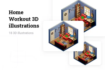 Training zu Hause 3D Illustration Pack