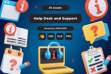 Help Desk e Suporte 3D Icon Pack