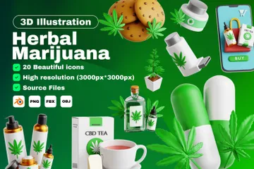 Herbal Marijuana 3D Icon Pack