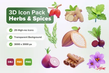 Herbs & Spices 3D Icon Pack