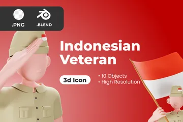 Héroe veterano de Indonesia Paquete de Illustration 3D