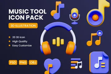 Herramienta de música Paquete de Icon 3D