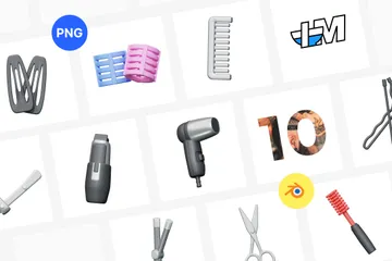 Herramientas de peluquero Paquete de Icon 3D