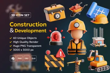 Herramientas de construcción e industria de desarrollo Paquete de Icon 3D