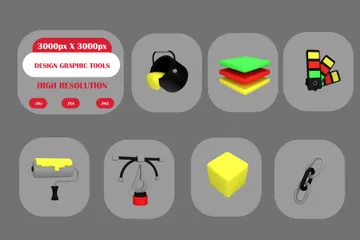 Herramientas gráficas de diseño 3D Icon Pack