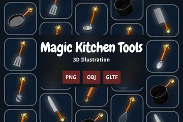 Herramientas mágicas de cocina Paquete de Icon 3D