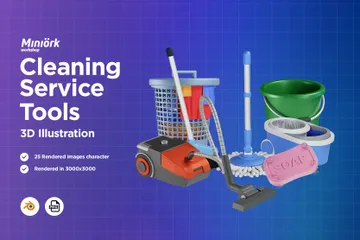 Herramientas de servicio de limpieza Paquete de Icon 3D
