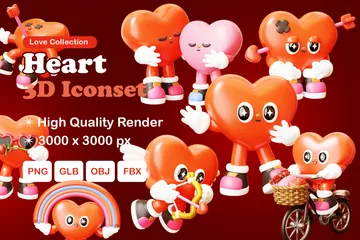 Herz-Charakter 3D Illustration Pack
