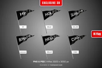 Hi Flag 3D Illustration Pack