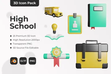 High School 3D Icon Pack