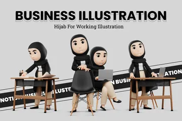 Hijab – Arbeitsleben 3D Illustration Pack