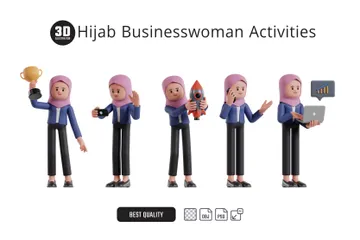 Atividade de mulher de negócios Hijab Pacote de Illustration 3D