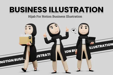 Hijab-Frau 3D Illustration Pack